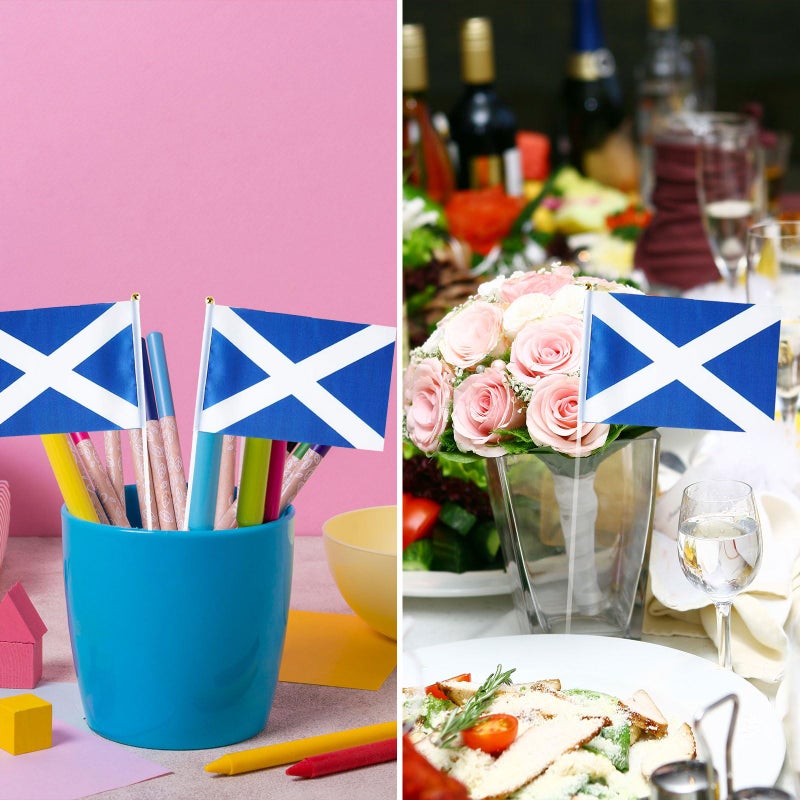 mflagperft Scotland Flag Scottish Flag, Small Mini Handheld Scotland Flags on Stick, Ideal for Party Parades Sports Events Patriotic Festival Decorations - Image 5